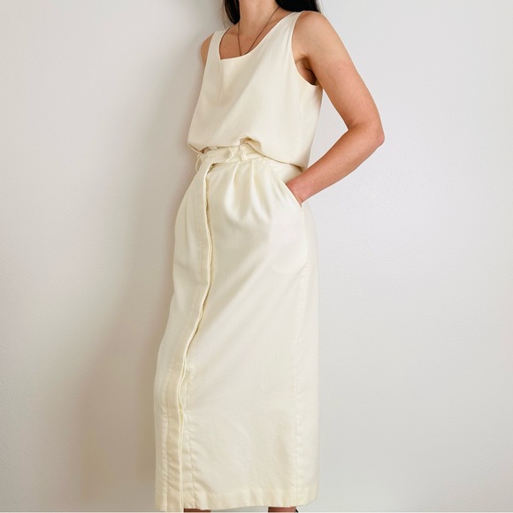 Vintage Buccaneer 100% wool cream pencil maxi skirt - Picture 4 of 13
